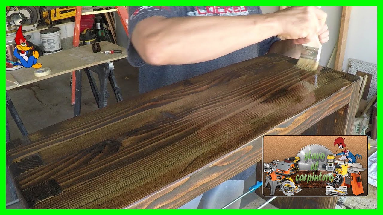 Como teñir o tinturar madera para muebles y aplicar poliuretano / How to stain wood.