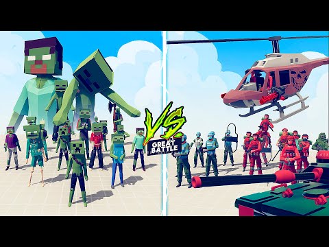 MINECRAFT ZOMBIE TEAM vs MODERN MILITARY TEAM  - Totally Accurate Battle Simulator TABS