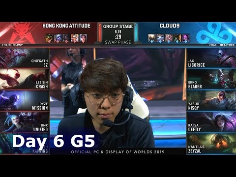 HKA vs C9 | Day 6 S9 LoL Worlds 2019 Group Stage | HK Attitude vs Cloud 9