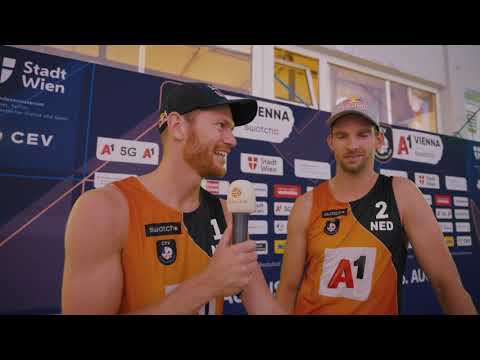 Interview Alexander Brouwer & Robert Meeuwsen na winst op Letland in achtste finale (EK Beach 2021)