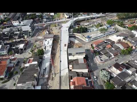 Atualização das obras do viaduto da estrada da posse e torres de linhas elétricas da saída do túnel 