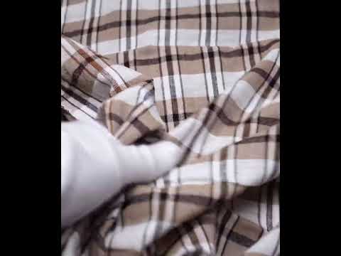 Check White Brown And Black Khadi Cotton 105 GSM Handwoven Fabric — video