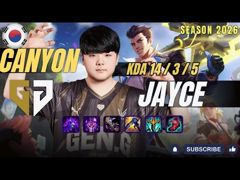 GEN Canyon JAYCE vs VI Jungle - Patch 26.2 KR Ranked | lolrec