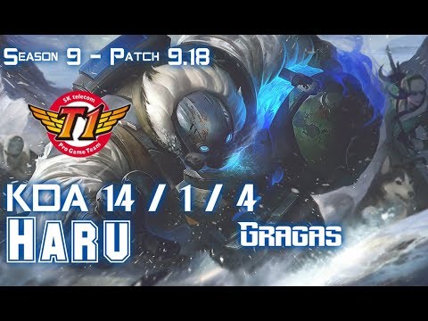 SKT T1 Haru GRAGAS vs KARTHUS Jungle - Patch 9.18 KR Ranked