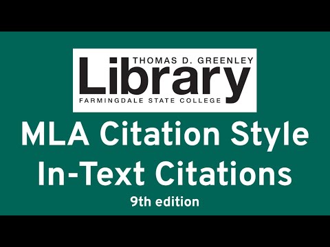 MLA Citation Style: In-text Citations (9th edition)