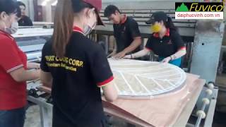 MÁY LĂN KEO 2 MẶT ĐỂ PHỦ VENEER, CÓ BÀN RA, BÀN VÀO