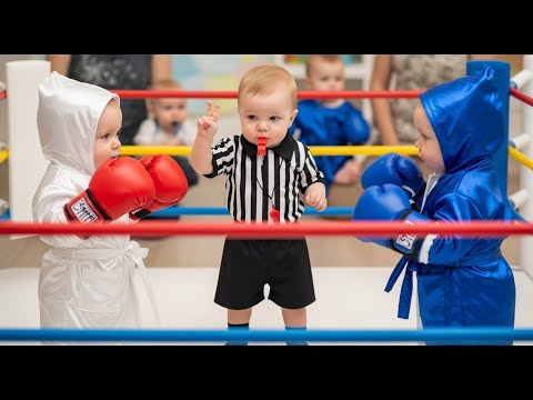 Baby Boxer Takes on Tough Opponent – A Knockout Performance! | baby funny video | #babyvideos