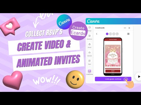 Create Video and Animated Invitations in Canva with RSVP | Easy CreatEcards Tutorial