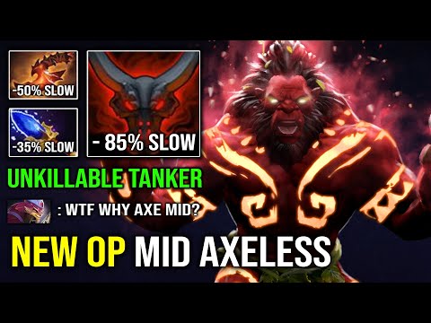 NEW OP MID HERO Axeless Axe -85% AoE Slow Unkillable Tanker with Full Aghanim Dota 2
