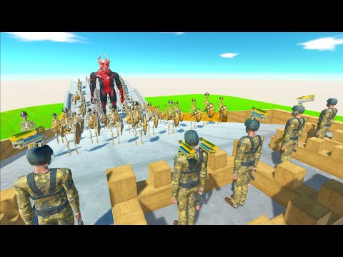 100X Skeleton + Kozarog The Demon vs Army Soldier - Animal Revolt Battle Simulator
