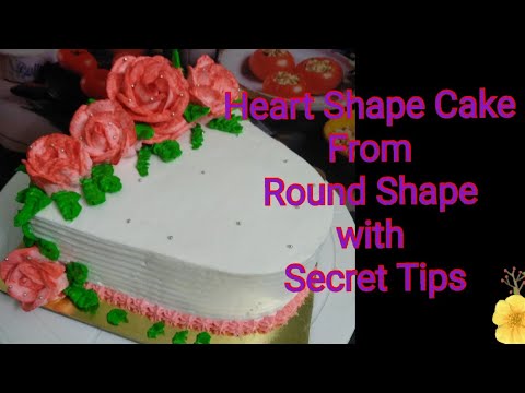 Heart Shape Cake From Round Shape// Beautiful Rose Flower Cake// Aarna'S Delicious