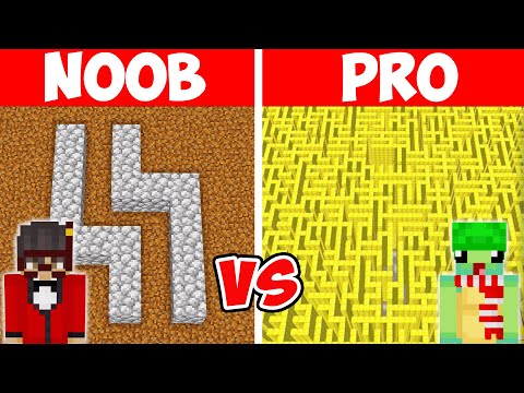 NOOB vs PRO: GIANT MAZE BUILD CHALLENGE! (Minecraft)