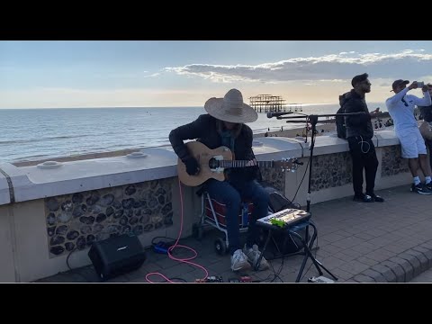 This is amazing! "Kids" MGMT incredible creative cover by Fukushima Dolphin Brighton Beach Busking!