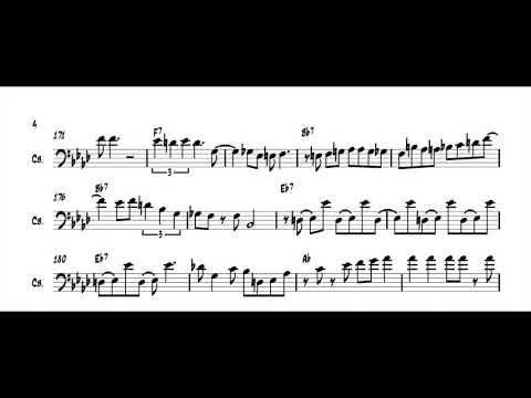 Oscar Pettiford bass solo transcription "Caravan"