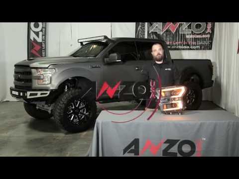 AnzoUSA 2015-2017 Ford F150 Projector Switchback Headlights