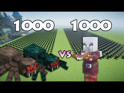 Insane Showdown: 1000 Spiders VS 1000 Pillagers! | Minecraft