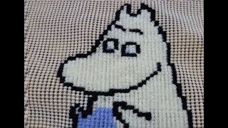 【刺繍実況】滑り止めマットに刺繍してみた（ムーミンママ編）