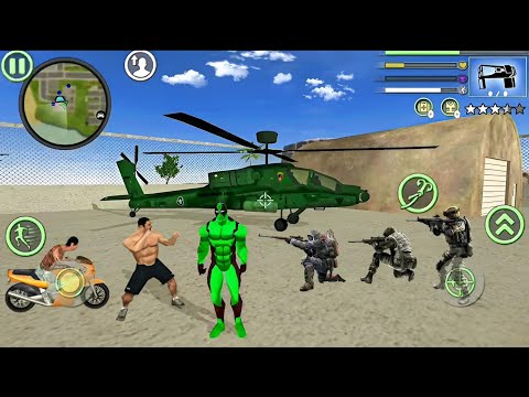 Green DeadPool Rope Hero Vice Town Simulator Flying Army Helicopter #24 - Android Gameplay