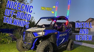 NICECNC Spiral Whip Light install - 2022 Polaris RZR 900 trail off-road LED modifications - easy DIY