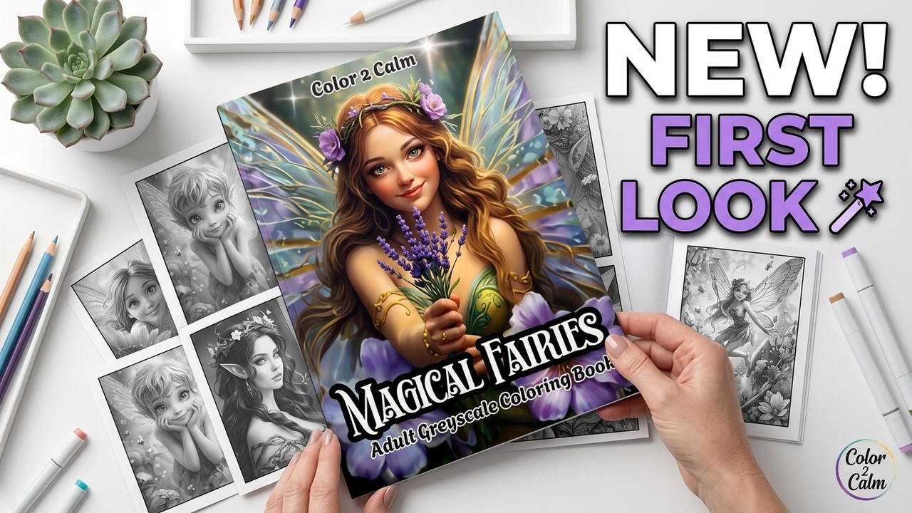 New & Improved Magical Fairies Greyscale Coloring Book | Flip Through