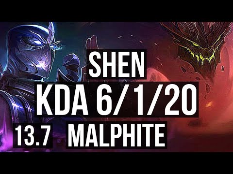 SHEN vs MALPHITE (TOP) | 6/1/20, 2.1M mastery, 1600+ games | KR Master | 13.7