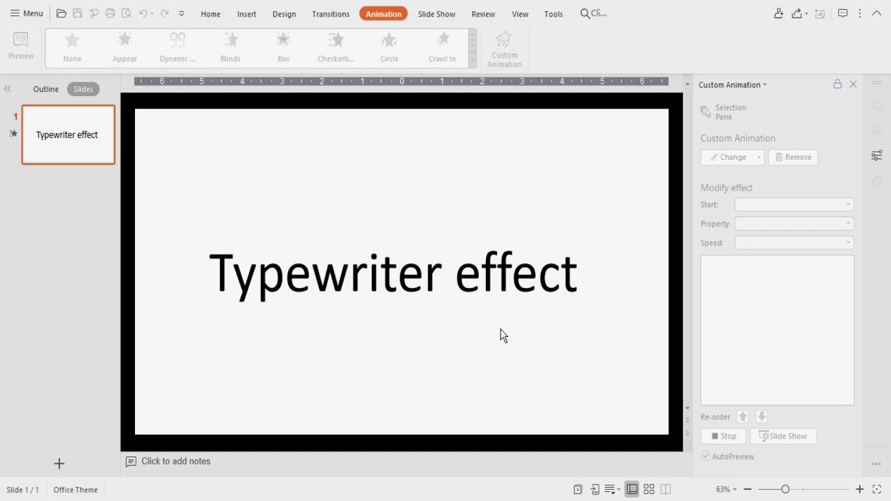 Typewriter effect WPS Presentation
