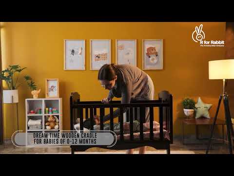 R for Rabbit Dream Time Wooden Cradle for New Born Babies