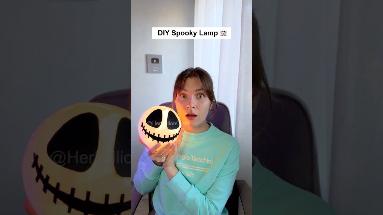 DIY Spooky Lamp 💡 Easy Halloween Craft with Balloon and Paper #diy #halloween #craft #homedecor
