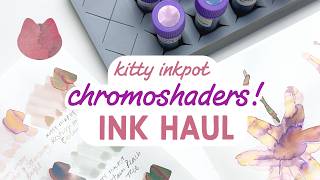 Kitty Inkpot Chromoshading Fountain Pen Ink Chatty Swatching - Paper tests, floral painting. Review