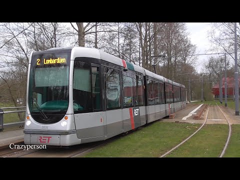 RET Tram 2 aankomst Kromme Zandweg naar Lombardijen Rotterdam