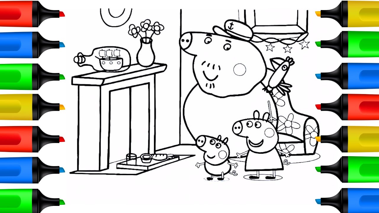 Coloring Peppa Pig Grandpa Pig's Best Bits.| Peppa Pig Coloring Page.