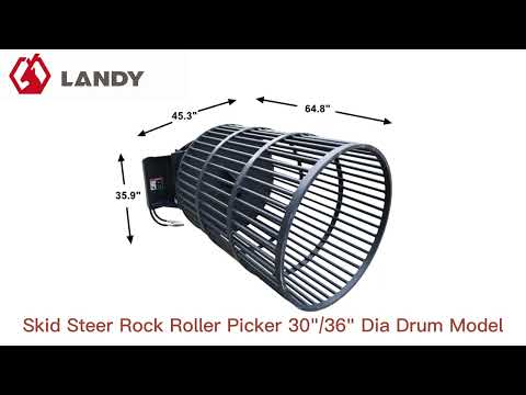 Landy Attachments 30" Dia Drum Rock Roller Picker