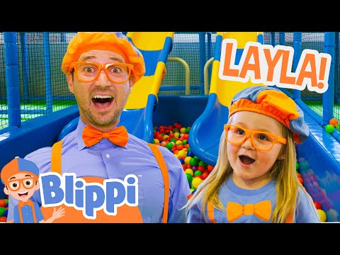 Blippi & Layla Have a Slide Race in an Indoor Playground! | Blippi Full Episodes