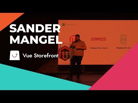 Vue Storefront presenting INNOVATE WITH PWA, by Sander Mangel  | Meet Magento Baltics by Scandiweb