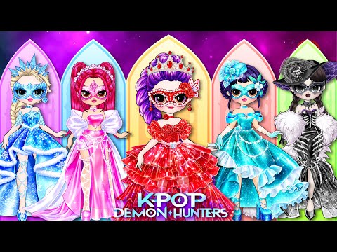K-Pop Demon Hunters | Huntrix & Disney Princess Try Prom Dresses! | DIY Fashion Paper Dolls