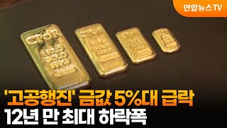 '고공행진' 금값 5%대 급락…12년 만 최대 하락폭 / 연합뉴스TV (YonhapnewsTV)