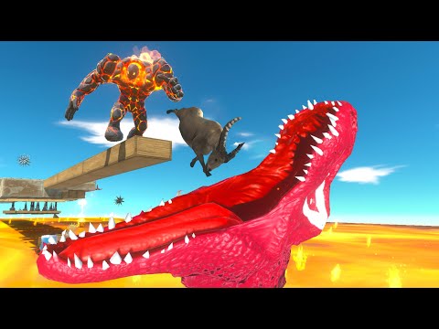 DEADLY BRIDGE EXTREME PARKOUR ABOVE THE LAVA - Animal Revolt Battle Simulator