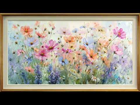 Meadow Flowers Watercolor Art | Botanical Frame Decor for TV Screens