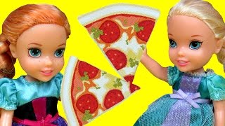 Pizza! ELSA toddler gets burned ! ELSA and ANNA toddlers at Pizzeria - Watching pizza being made