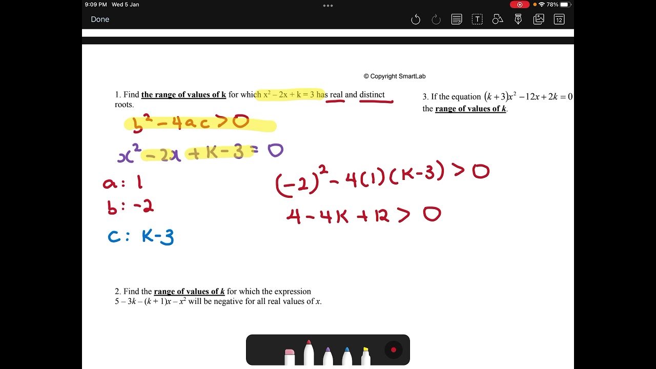 Solving Quadratic Inequality using discriminant (Real & Distinct Roots)
