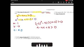 Solving Quadratic Inequality using discriminant (Real & Distinct Roots)