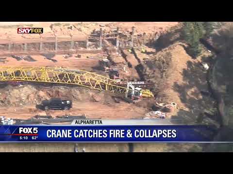 Crane catches fire and collapses