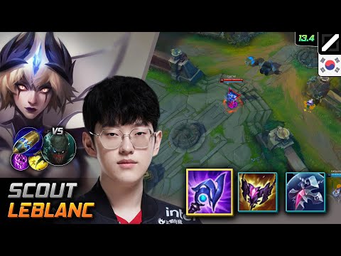 Scout Mid LeBlanc Build Luden's Tempest First Strike - LOL KR 13.4
