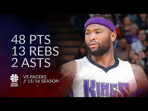 DeMarcus Cousins 48 pts 13 rebs 2 asts vs Pacers 15/16 season