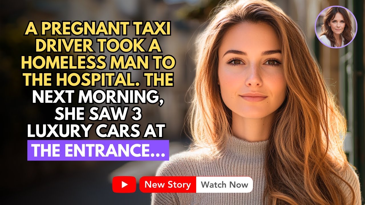 A PREGNANT TAXI DRIVER TOOK A HOMELESS MAN TO THE HOSPITAL. THE NEXT MORNING, SHE SAW 3 LUXURY...