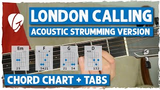 "London Calling" Easy Acoustic Guitar Lesson + Tutorial | Chords &amp; Lyrics, Strumming, Muting | Clash