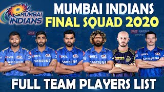 IPL 2020 | Mumbai Indians Final Squad | Full team Players List | IPL Auction
