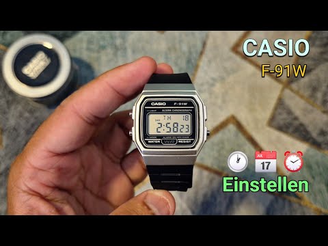 Wie stelle ich Uhrzeit, Datum und Alarm auf der Casio Digitaluhr ein? | Konfiguration Casio F91W