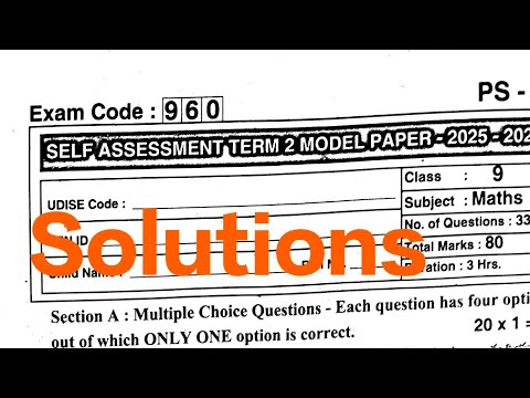 9th class Maths🔑 SA-2 Real Key Solutions 2025-26 || SELF ASSESSMENT TERM 2 MODEL PAPER