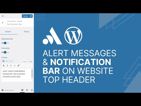 How To Add Alert Messages & Notification Bar On WordPress Website Top Header Using Anzu Theme? ⚠️